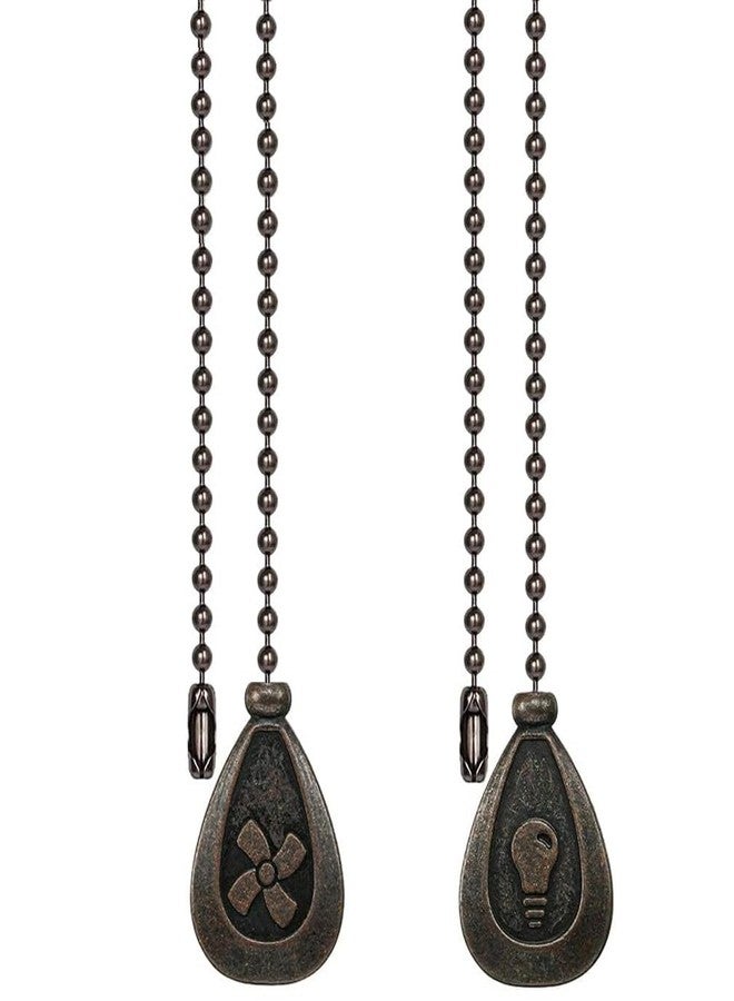 Vinaco Bronze Ceiling Fan Pull Chain Set, Decorative Fan Pull Chain Extension with Pendant, 12 Inches Pull-Chains for Fans and Light with 3MM Ball Bead Chain, 2 Pack Fan Light Pull-Chain Extension - Image 1